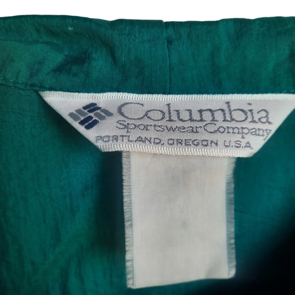 Vintage Columbia Windbreaker Jacket 90s color block blue green S pullover retro - Picture 7 of 8